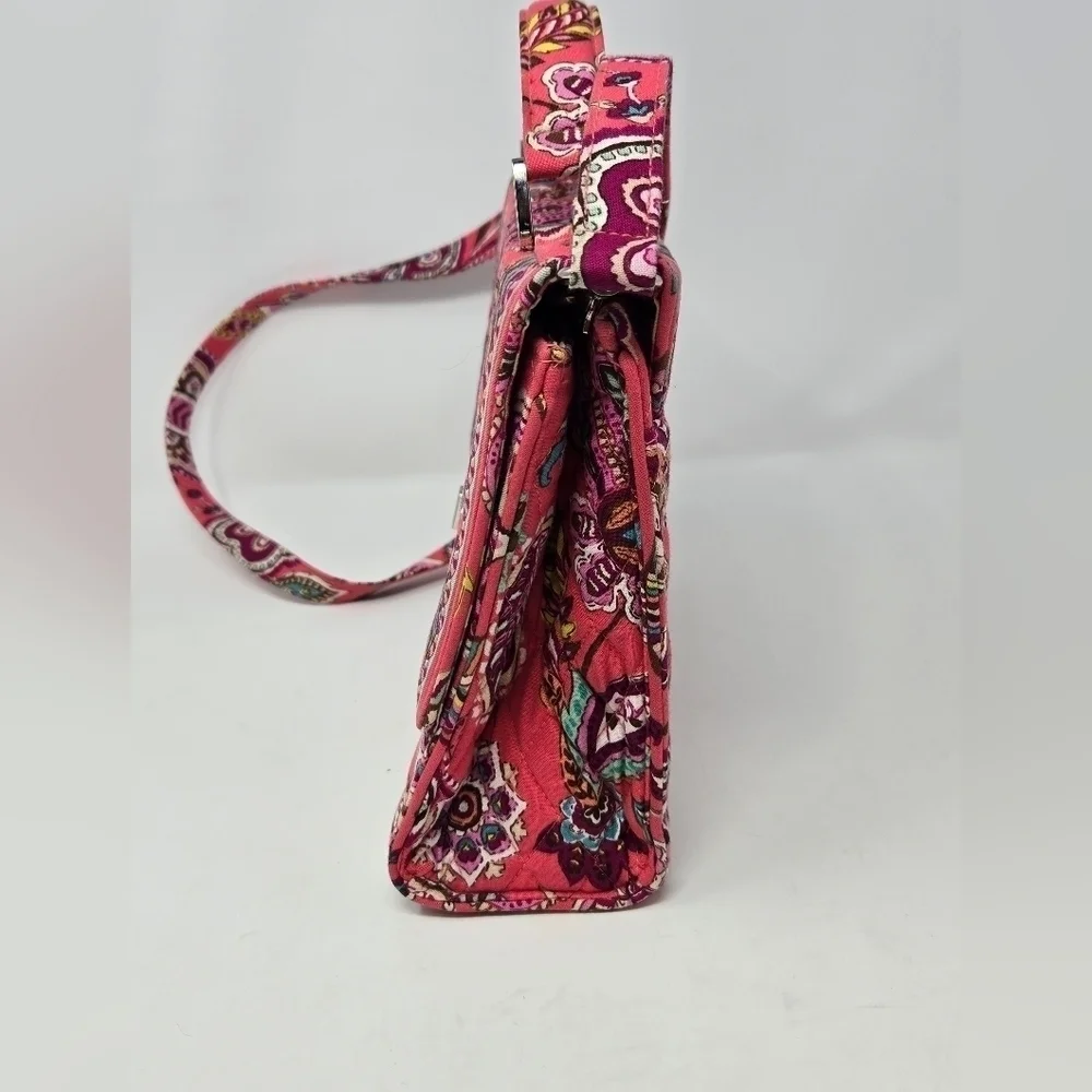 VERA BRADLEY CALL ME CORAL TURN LOCK HANDBAG CROSSBODY TOP HANDLE PURSE WOMEN